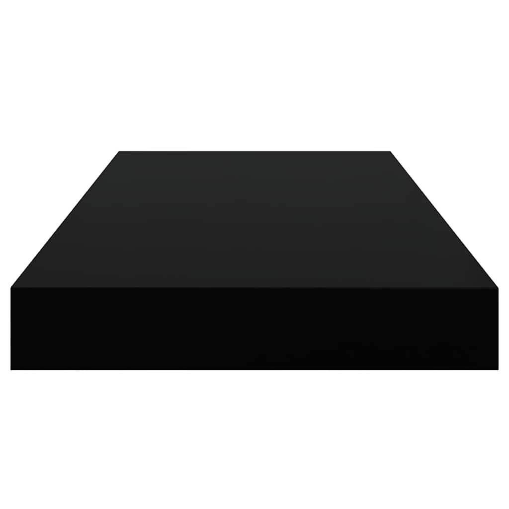 Schweberegale 2 Stk. Hochglanz-Schwarz 50x23x3,8 cm MDF