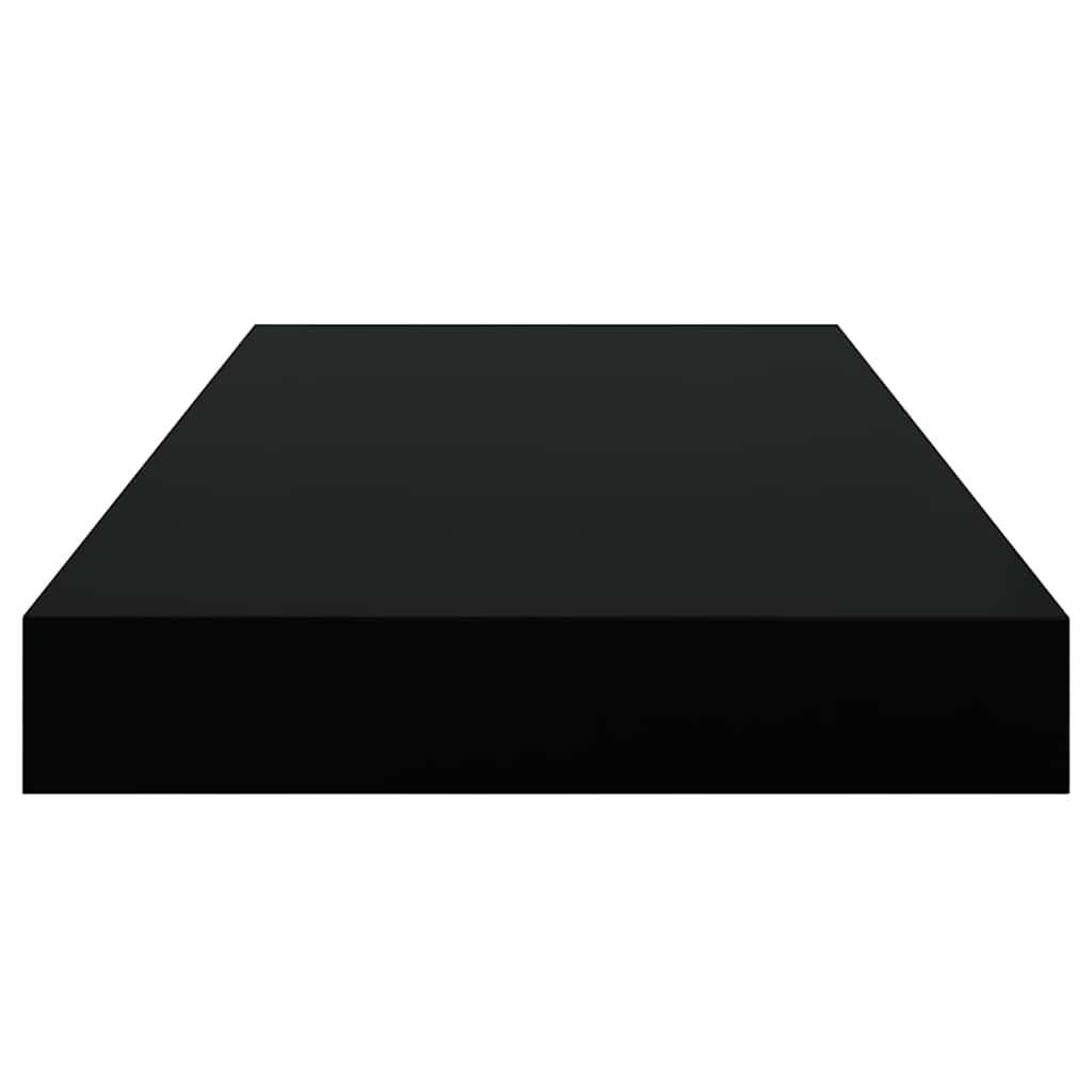 Schweberegale 2 Stk. Hochglanz-Schwarz 50x23,5x3,8 cm MDF