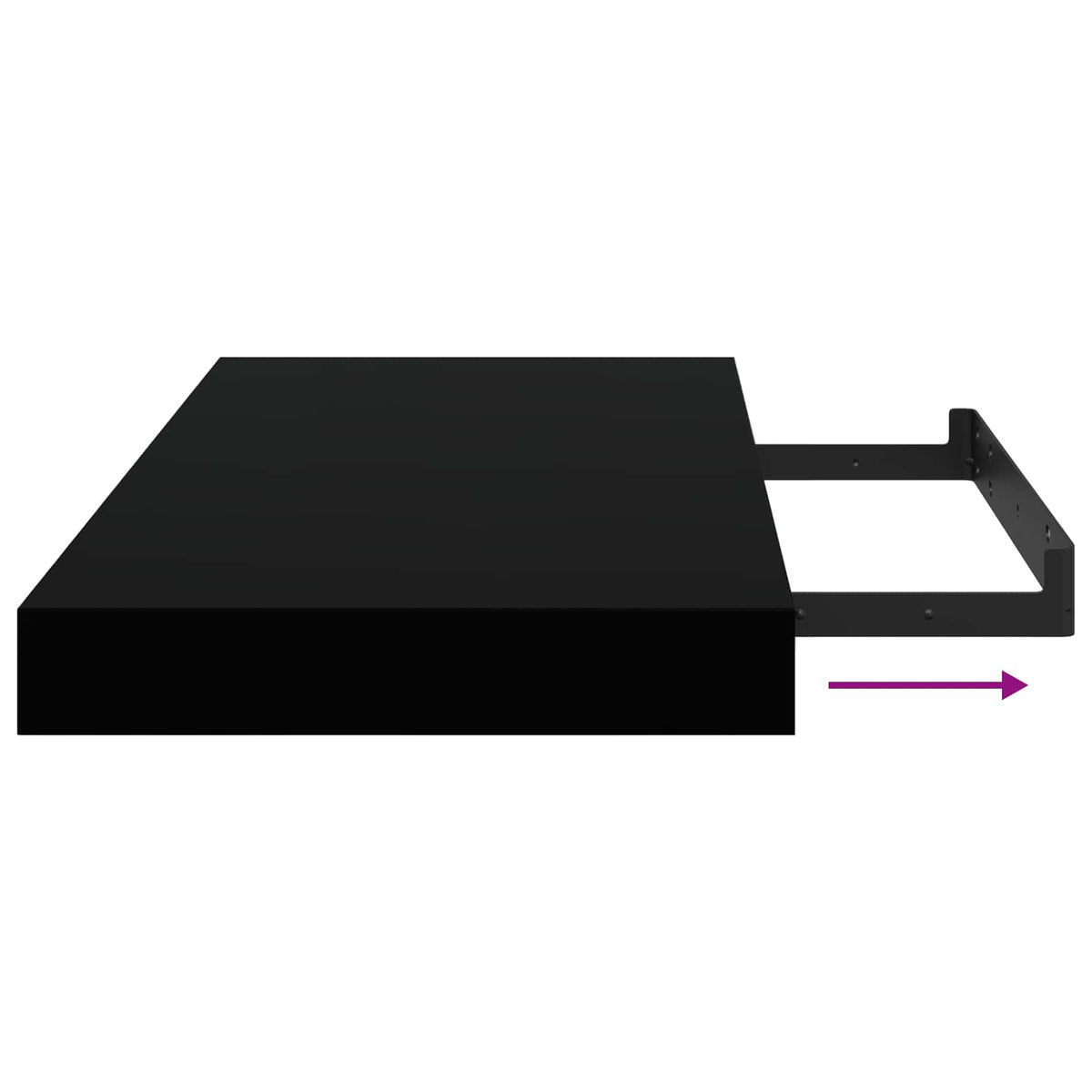 Schweberegale 2 Stk. Hochglanz-Schwarz 50x23,5x3,8 cm MDF