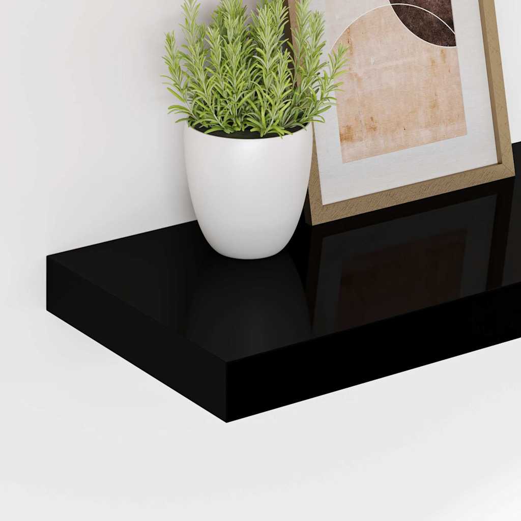 Schweberegal Hochglanz-Schwarz 80x23,5x3,8 cm MDF