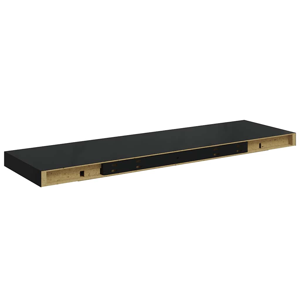 Schweberegal Hochglanz-Schwarz 80x23,5x3,8 cm MDF