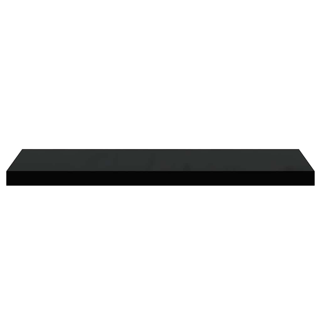 Schweberegale 2 Stk. Hochglanz-Schwarz 80x23,5x3,8 cm MDF