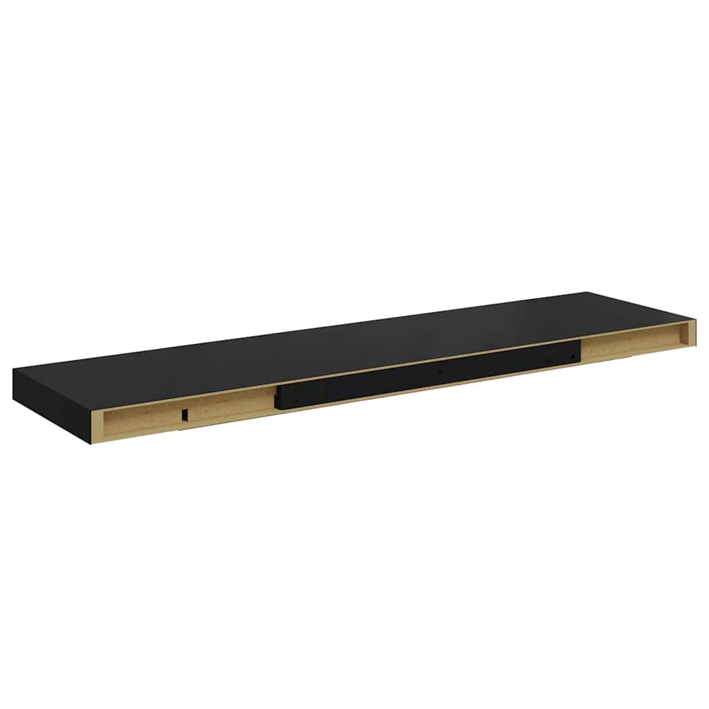 Schweberegal Hochglanz-Schwarz 90x23,5x3,8 cm MDF