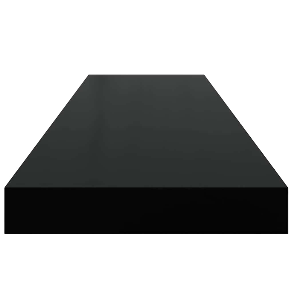 Schweberegale 2 Stk. Hochglanz-Schwarz 90x23,5x3,8 cm MDF