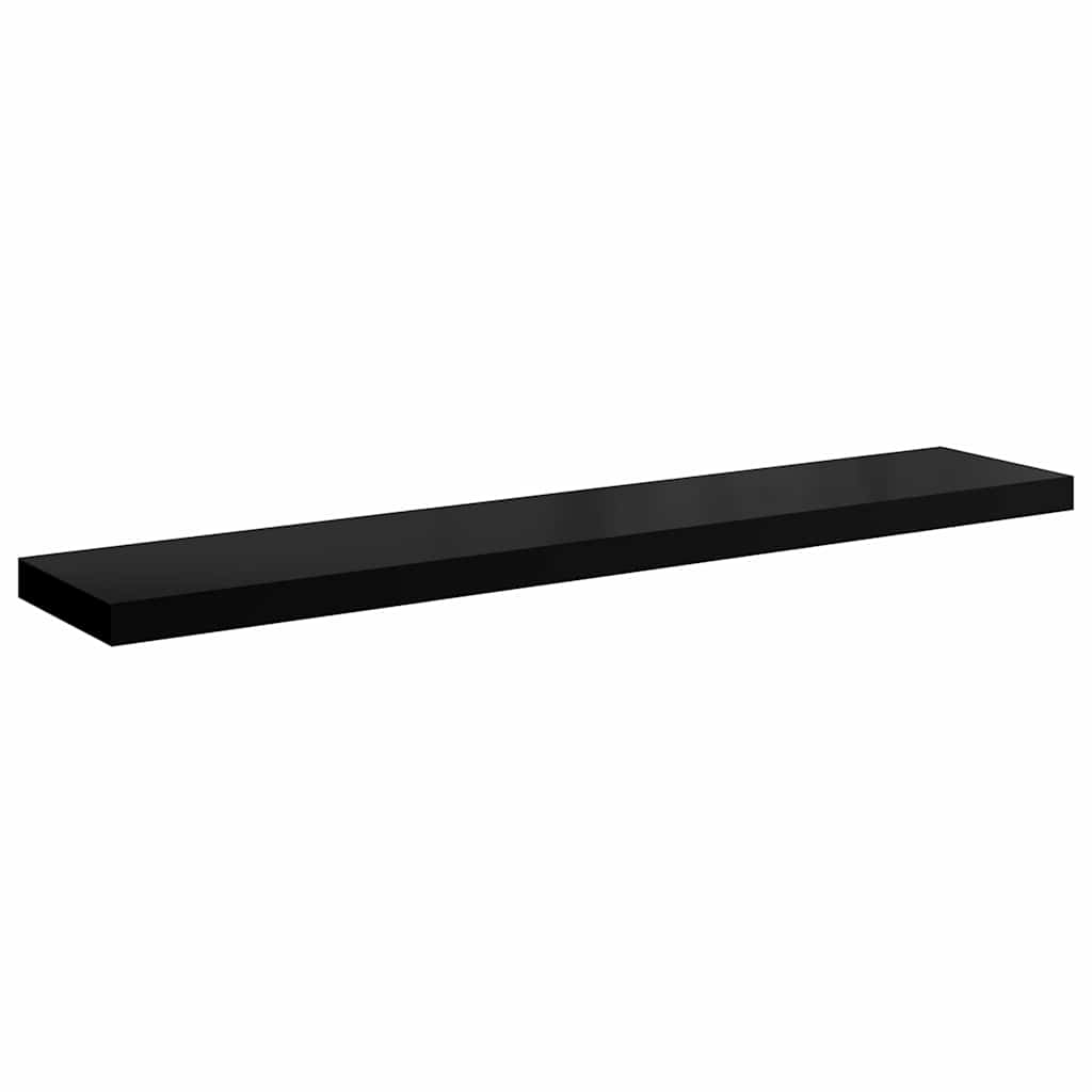 Schweberegale 2 Stk. Hochglanz-Schwarz 120x23,5x3,8 cm MDF