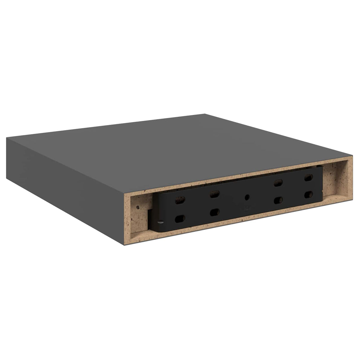 Schweberegale 2 Stk. Hochglanz-Grau 23x23,5x3,8 cm MDF