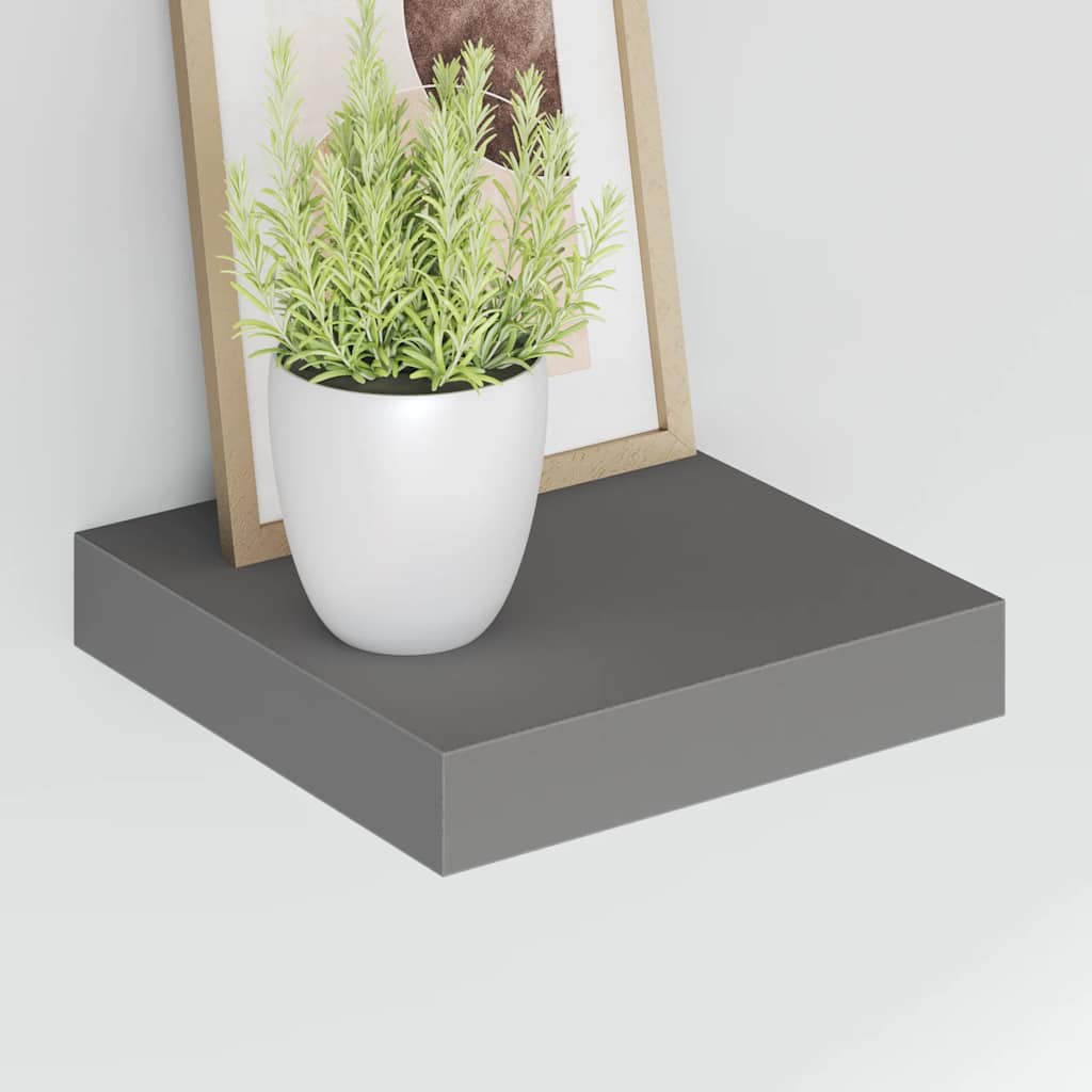 Schweberegale 4 Stk. Hochglanz-Grau 23x23,5x3,8 cm MDF