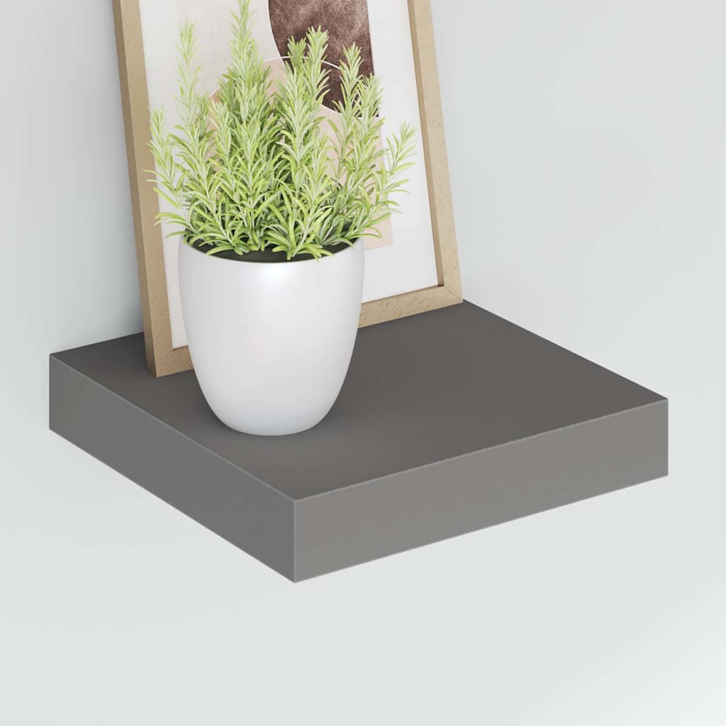 Schweberegale 4 Stk. Hochglanz-Grau 23x23,5x3,8 cm MDF