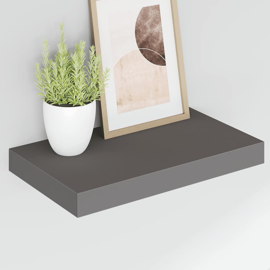 Schweberegale 4 Stk. Hochglanz-Grau 40x23x3,8 cm MDF