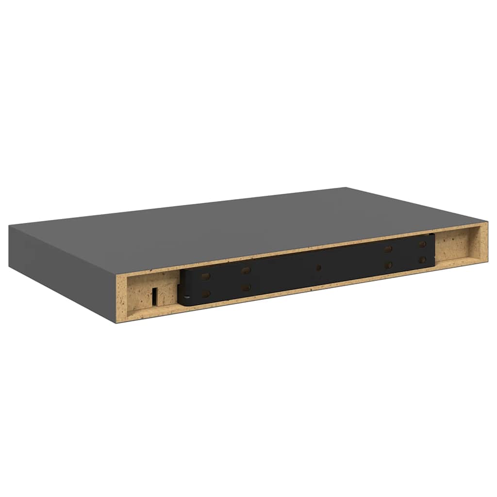 Schweberegale 4 Stk. Hochglanz-Grau 40x23x3,8 cm MDF