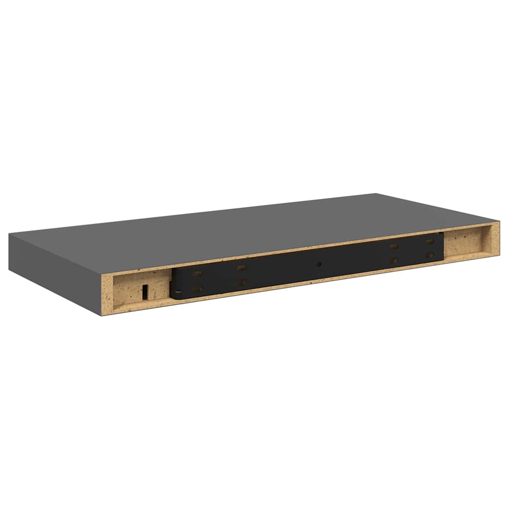 Schweberegal Hochglanz-Grau 50x23,5x3,8 cm MDF