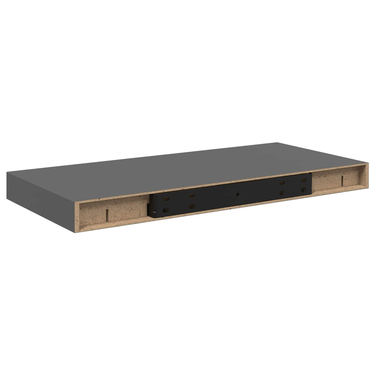 Schweberegale 2 Stk. Hochglanz-Grau 50x23,5x3,8 cm MDF