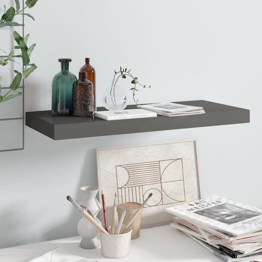 Étagère flottante gris brillant 60x23,5x3,8 cm MDF