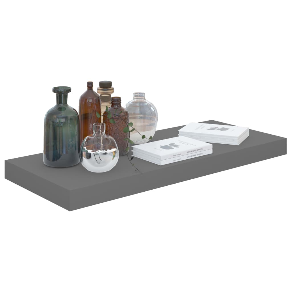 Floating shelves 4 pcs. High-gloss grey 60x23.5x3.8 cm MDF
