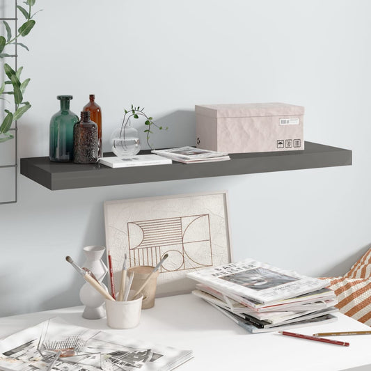 Étagère flottante gris brillant 80x23,5x3,8 cm MDF