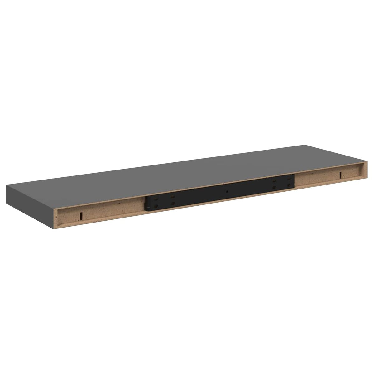 Schweberegale 2 Stk. Hochglanz-Grau 80x23,5x3,8 cm MDF