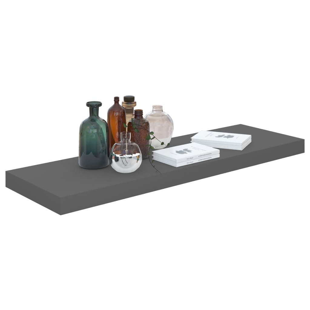 Floating shelves 4 pcs. High-gloss grey 80x23.5x3.8 cm MDF
