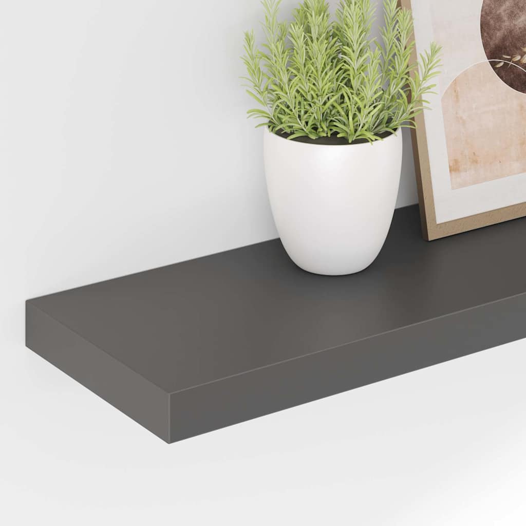 Schweberegale 4 Stk. Hochglanz-Grau 90x23,5x3,8 cm MDF