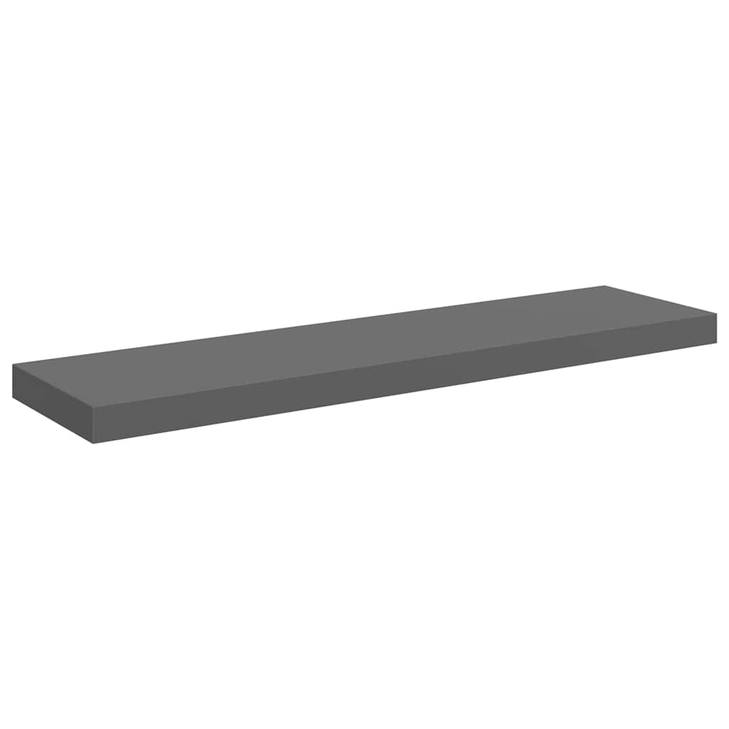 Schweberegale 4 Stk. Hochglanz-Grau 90x23,5x3,8 cm MDF