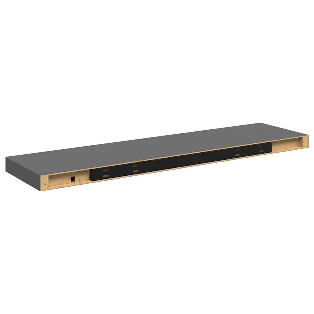 Schweberegale 4 Stk. Hochglanz-Grau 90x23,5x3,8 cm MDF