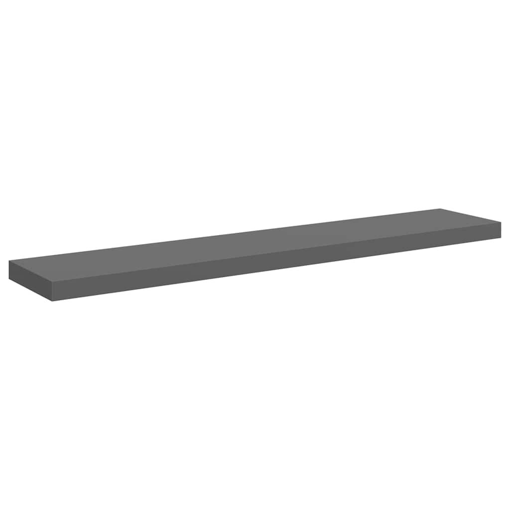 Schweberegale 2 Stk. Hochglanz-Grau 120x23,5x3,8 cm MDF