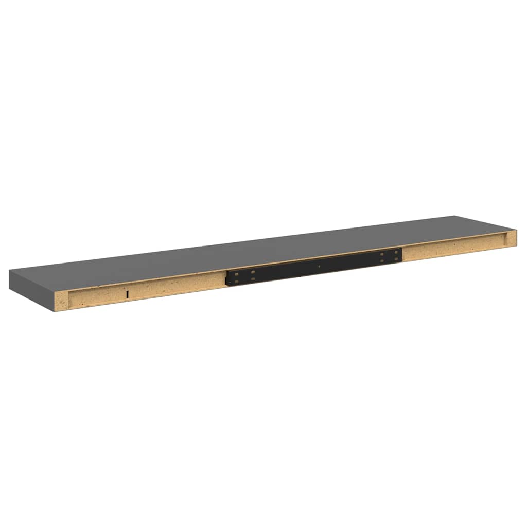 Schweberegale 4 Stk. Hochglanz-Grau 120x23,5x3,8 cm MDF