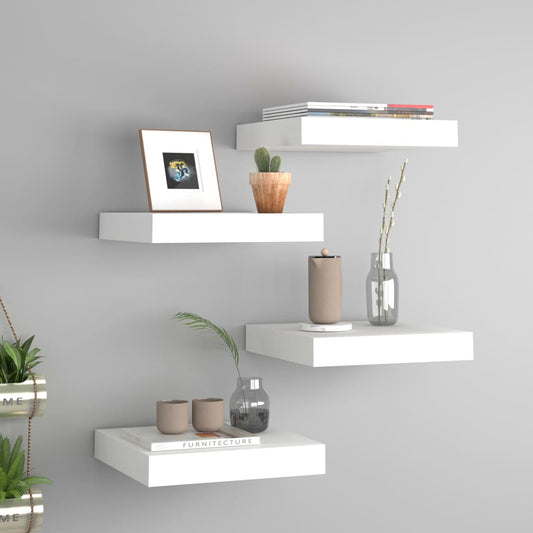 Étagères flottantes, lot de 4, blanc, 23 x 23,5 x 3,8 cm, MDF