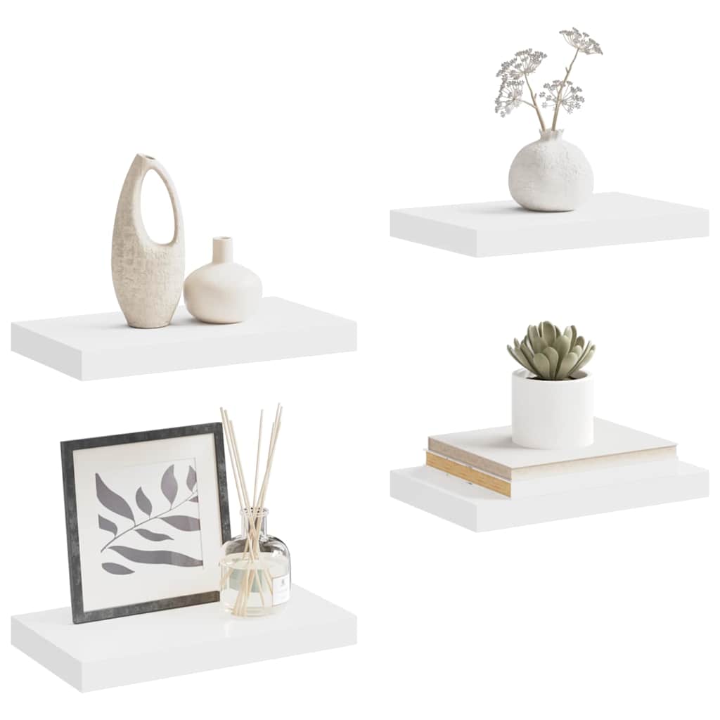 Schweberegale 4 Stk. Weiß 40x23,5x3,8 cm MDF