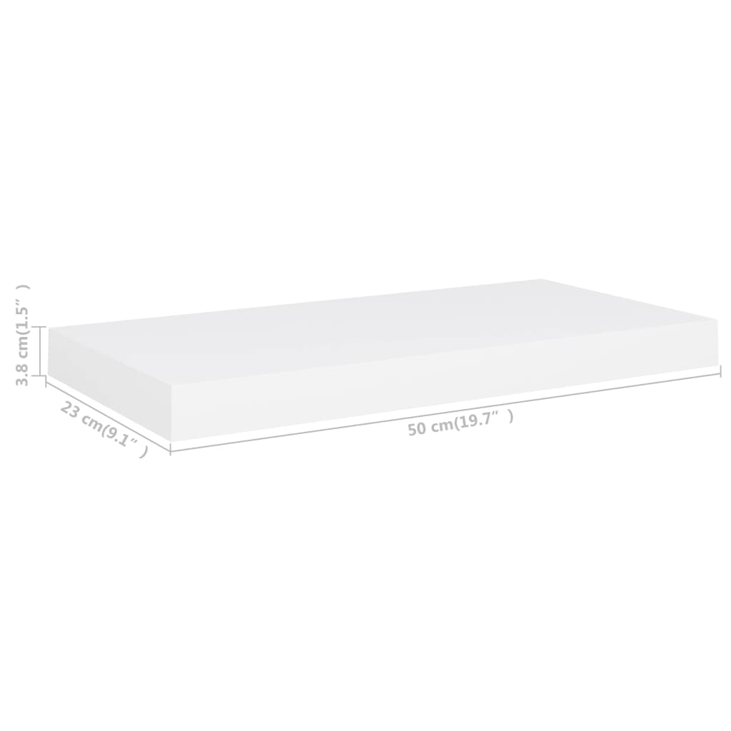 Étagères flottantes, lot de 2, blanches, 50 x 23 x 3,8 cm, MDF