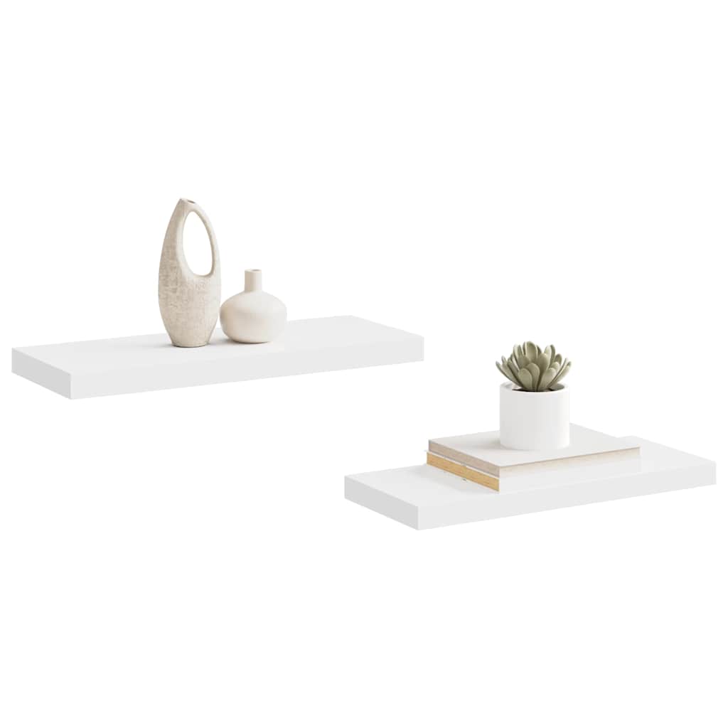 Schwebende Wandregale 2 Stk. Weiß 60x23,5x3,8cm MDF