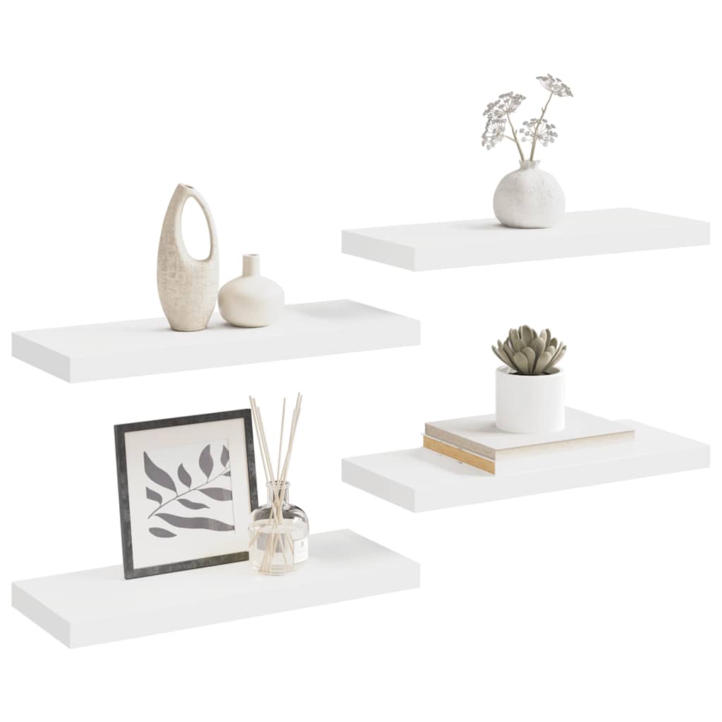 Schweberegale 4 Stk. Weiß 60x23,5x3,8 cm MDF