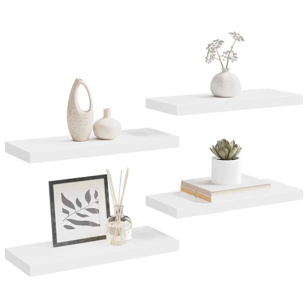 Schweberegale 4 Stk. Weiß 60x23,5x3,8 cm MDF