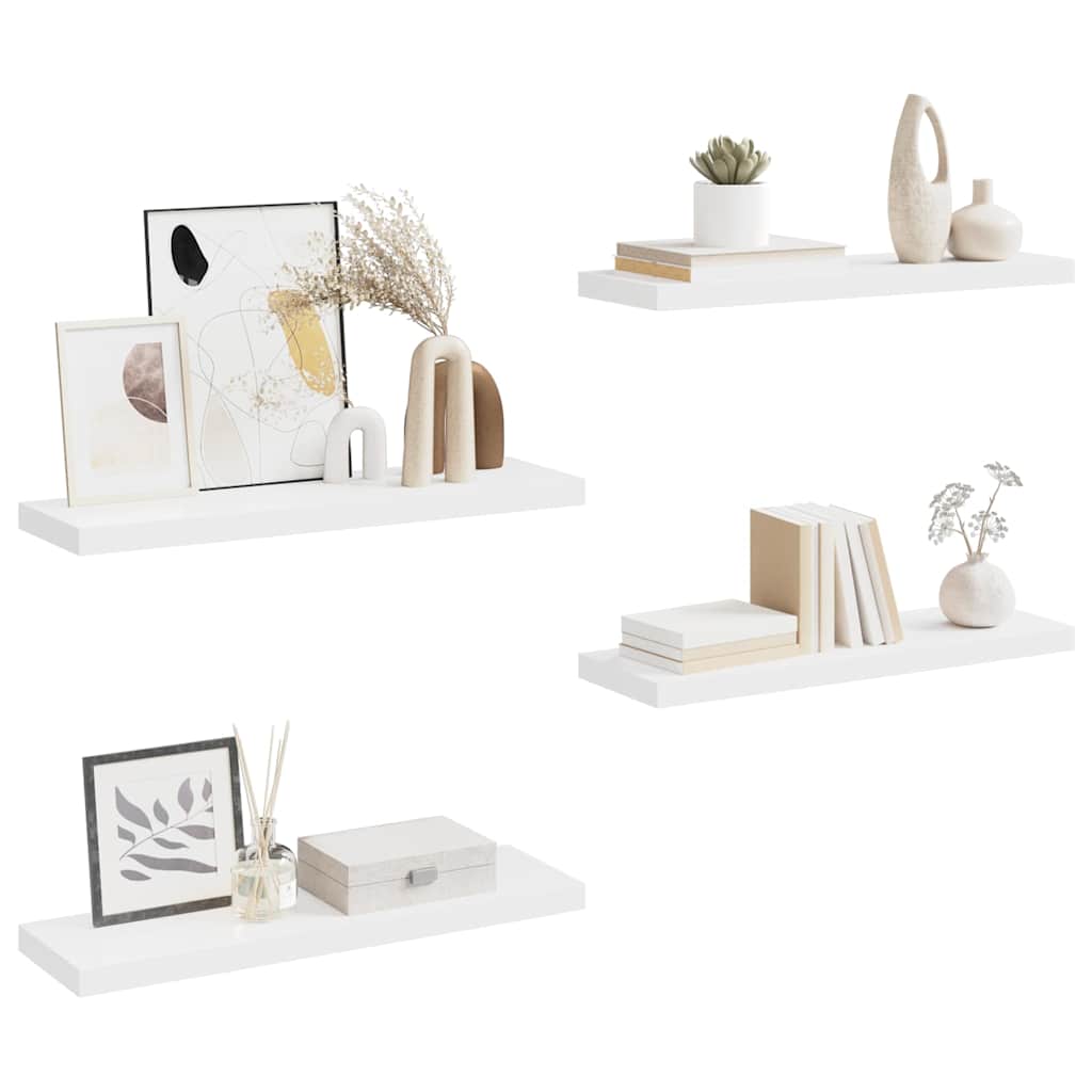Schweberegale 4 Stk. Weiß 80x23,5x3,8 cm MDF
