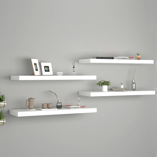 Étagères flottantes, lot de 4, blanc, 80 x 23,5 x 3,8 cm, MDF