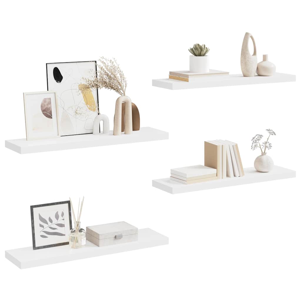 Schweberegale 4 Stk. Weiß 90x23,5x3,8 cm MDF