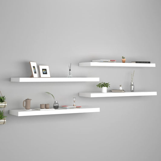 Étagères flottantes, lot de 4, blanc, 90 x 23,5 x 3,8 cm, MDF