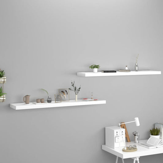 Étagères flottantes, lot de 2, blanc, 120 x 23,5 x 3,8 cm, MDF