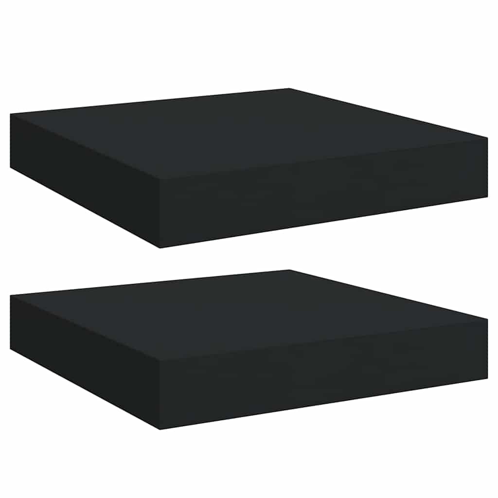 Schweberegale 2 Stk. Schwarz 23x23,5x3,8 cm MDF