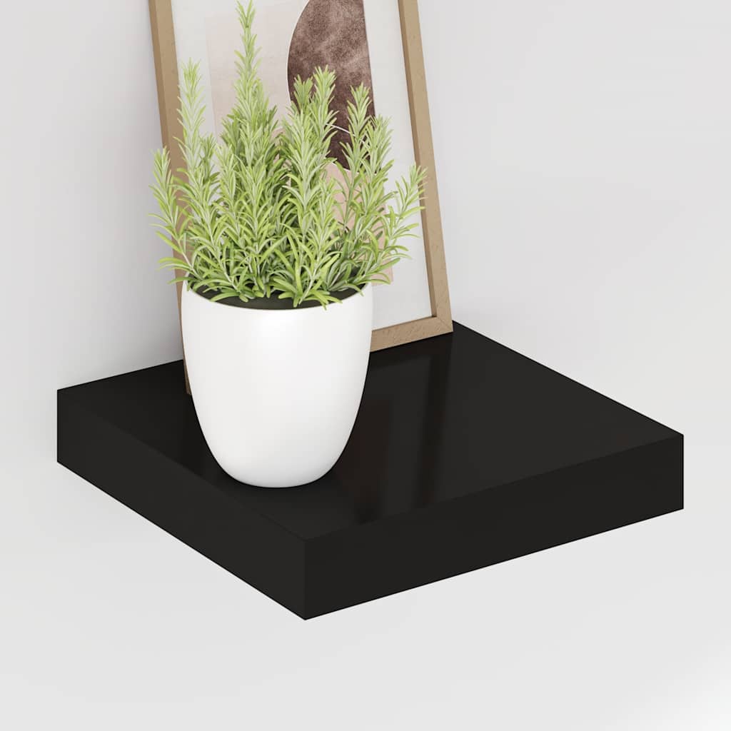 Schweberegale 2 Stk. Schwarz 23x23,5x3,8 cm MDF