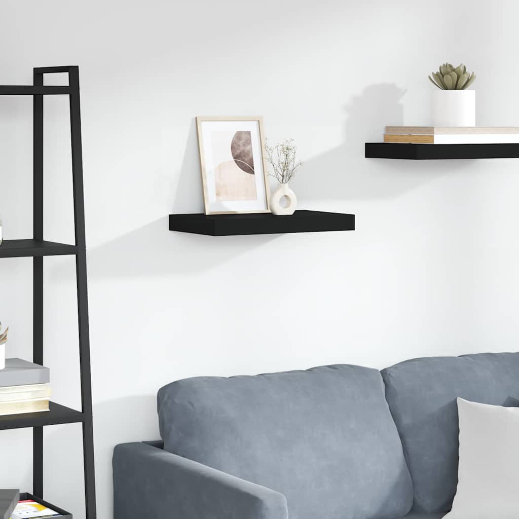 Schwebendes Wandregal Schwarz 40x23,5x3,8 cm MDF
