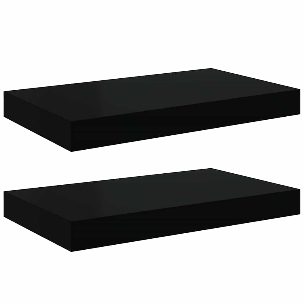 Schweberegale 2 Stk. Schwarz 40x23,5x3,8 cm MDF