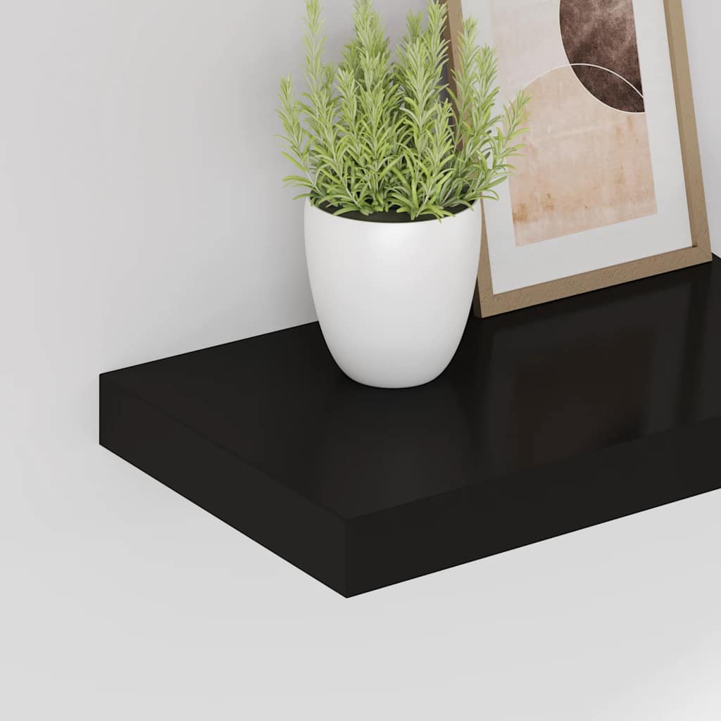 Schweberegale 2 Stk. Schwarz 40x23x3,8 cm MDF