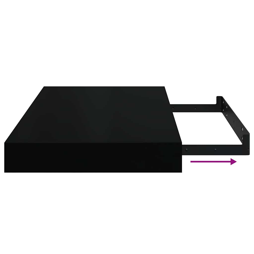 Schweberegale 2 Stk. Schwarz 40x23x3,8 cm MDF