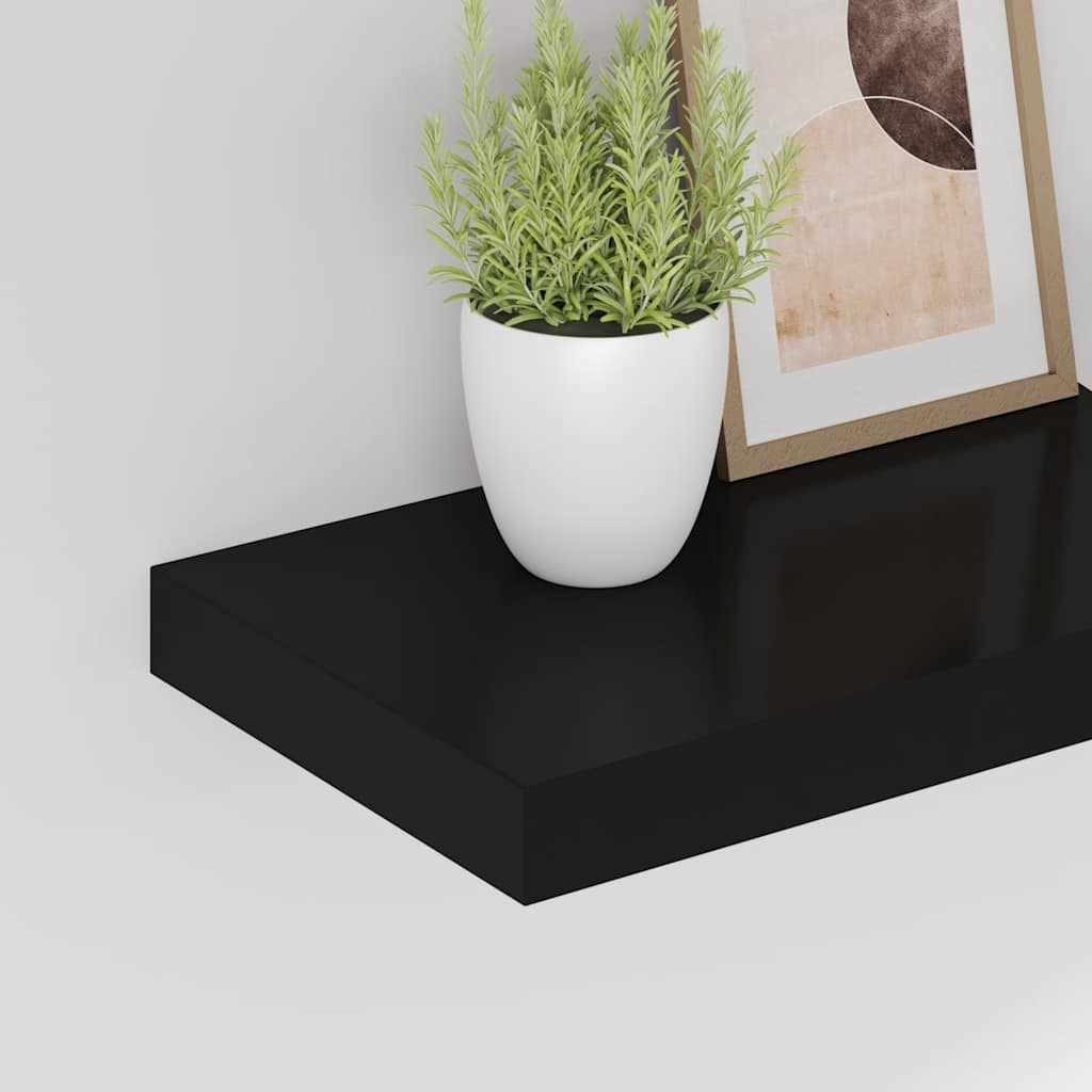 Schweberegale 4 Stk. Schwarz 40x23x3,8 cm MDF