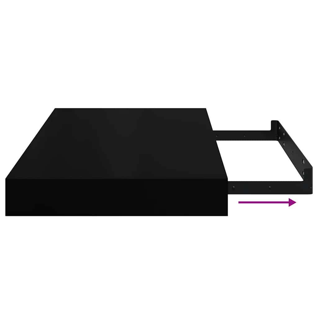 Schweberegale 4 Stk. Schwarz 40x23x3,8 cm MDF