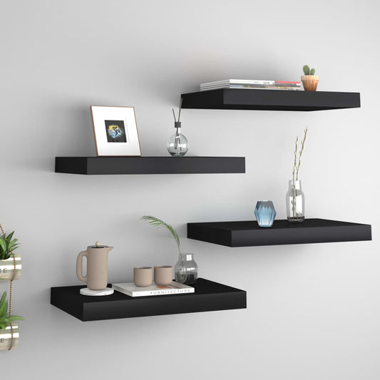 Étagères flottantes, lot de 4, noir, 40 x 23 x 3,8 cm, MDF