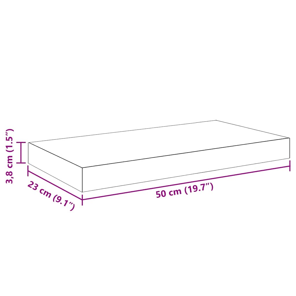 Schweberegale 2 Stk. Schwarz 50x23,5x3,8 cm MDF