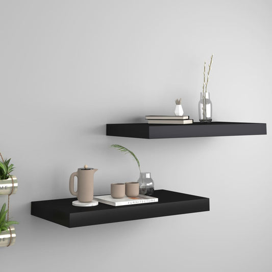 Étagères flottantes, lot de 2, noires, 50 x 23 x 3,8 cm, MDF