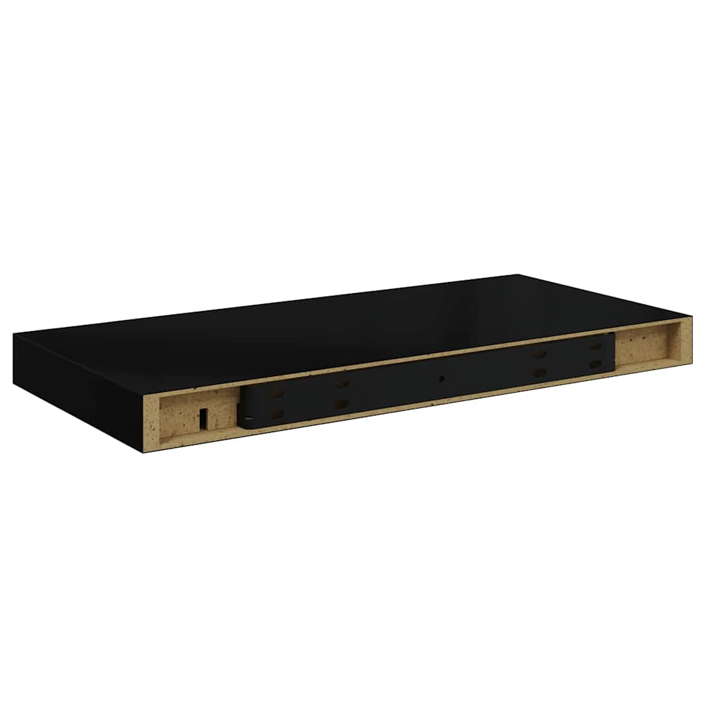 Schweberegale 4 Stk. Schwarz 50x23,5x3,8 cm MDF