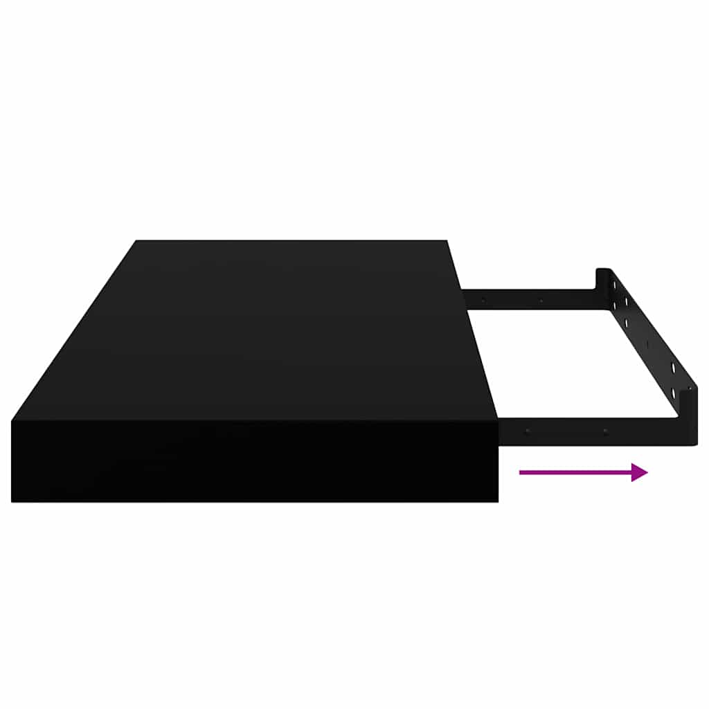 Schweberegale 4 Stk. Schwarz 50x23,5x3,8 cm MDF